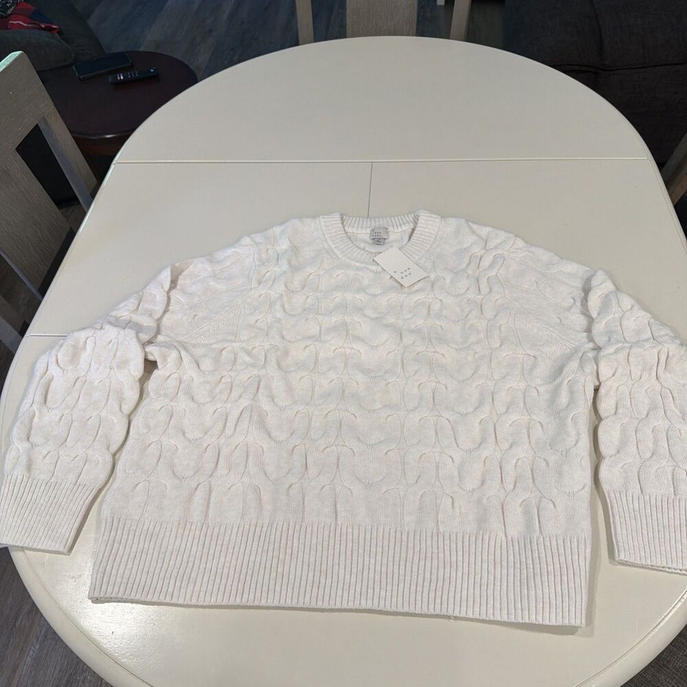 A New Day Oatmeal Cable-Knit Crew Neck Pullover Sweater Relaxed 1X